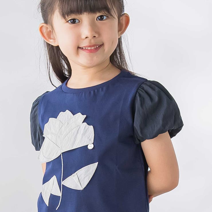 お花パッチワーク半袖Tシャツ(95~160cm) | BeBe Petits Pois Vert | 詳細画像6 