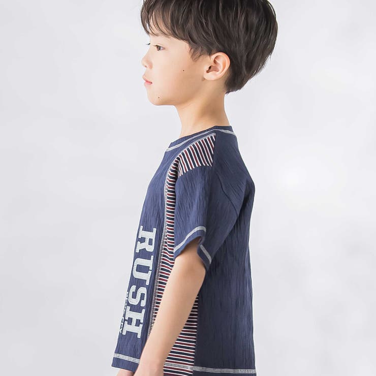 異素材切り替え半袖Tシャツ(95~160cm) | BeBe Petits Pois Vert | 詳細画像4 