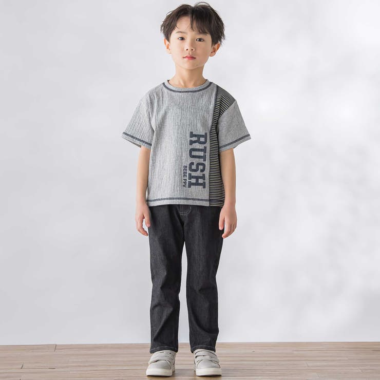 異素材切り替え半袖Tシャツ(95~160cm) | BeBe Petits Pois Vert | 詳細画像6 