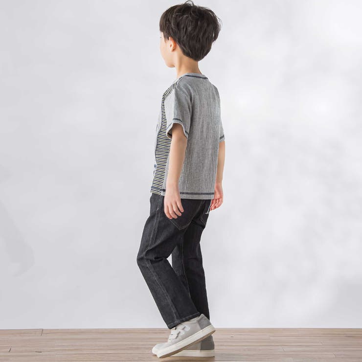 異素材切り替え半袖Tシャツ(95~160cm) | BeBe Petits Pois Vert | 詳細画像7 