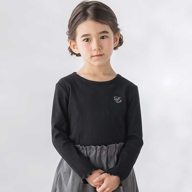 シンプルリブTシャツ(95~150cm) | BeBe Petits Pois Vert | 詳細画像1 