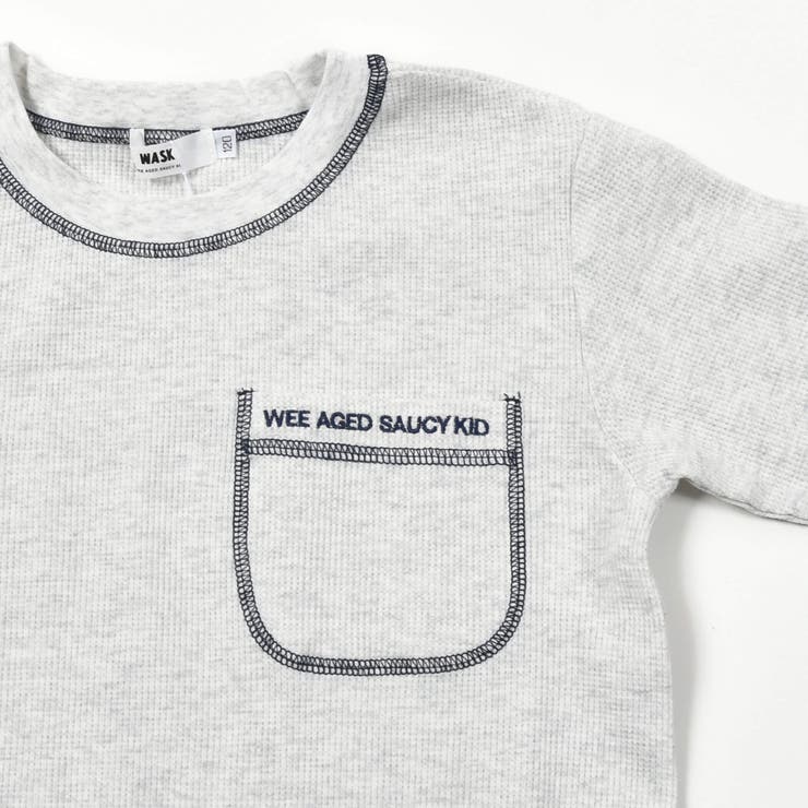 天竺カレッジロゴTシャツ＋ワッフルロングTセット(100~160cm