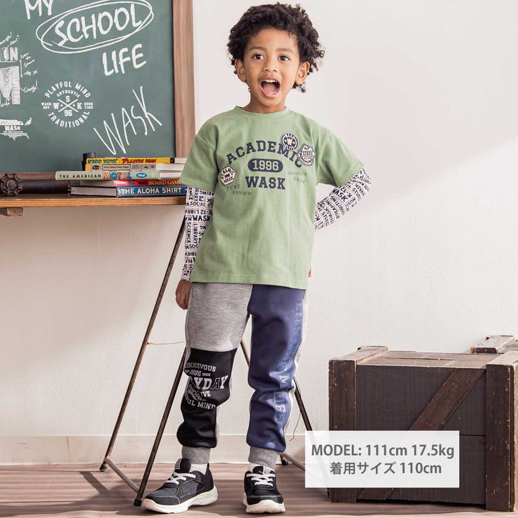 ワッペンTシャツ＋ロゴ柄ロンT セット(100~160cm) | WASK | 詳細画像2 