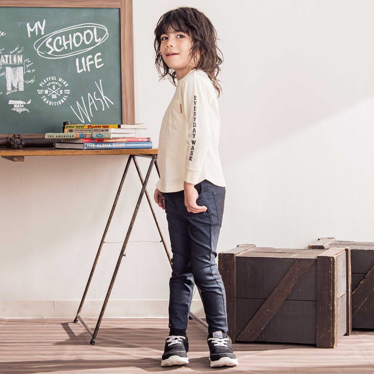 バイカラーミニ裏毛Tシャツ＋天竺ロゴプリントロンT セット(100~160cm) | WASK | 詳細画像6 