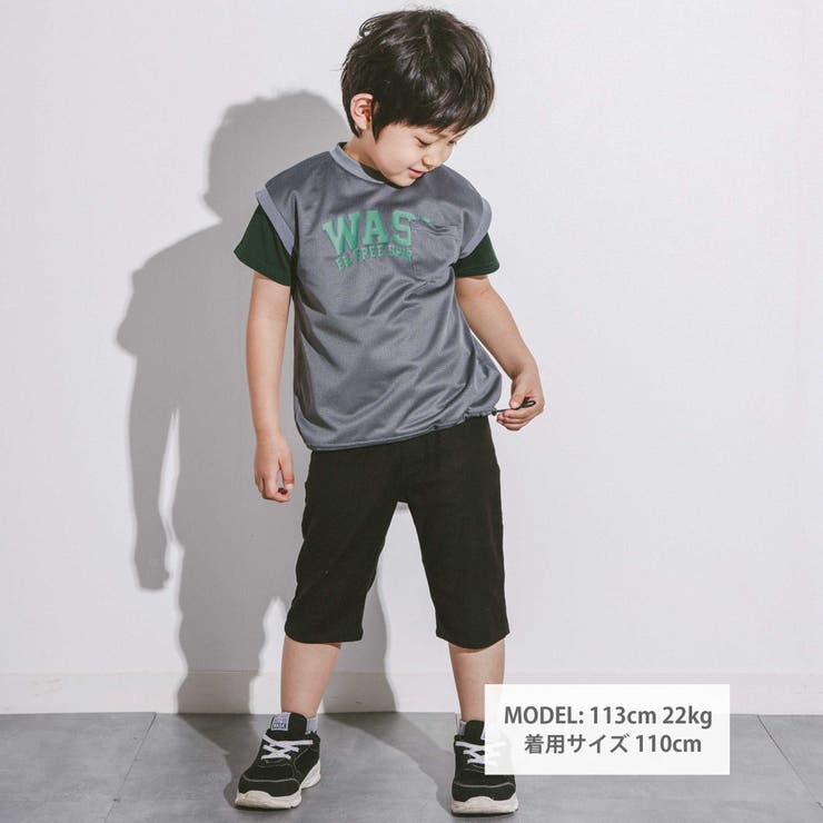 ドロストメッシュトップス＆Tシャツセット(110~160cm) | WASK | 詳細画像3 