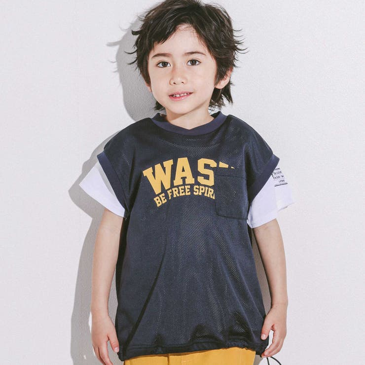 ドロストメッシュトップス＆Tシャツセット(110~160cm)[品番