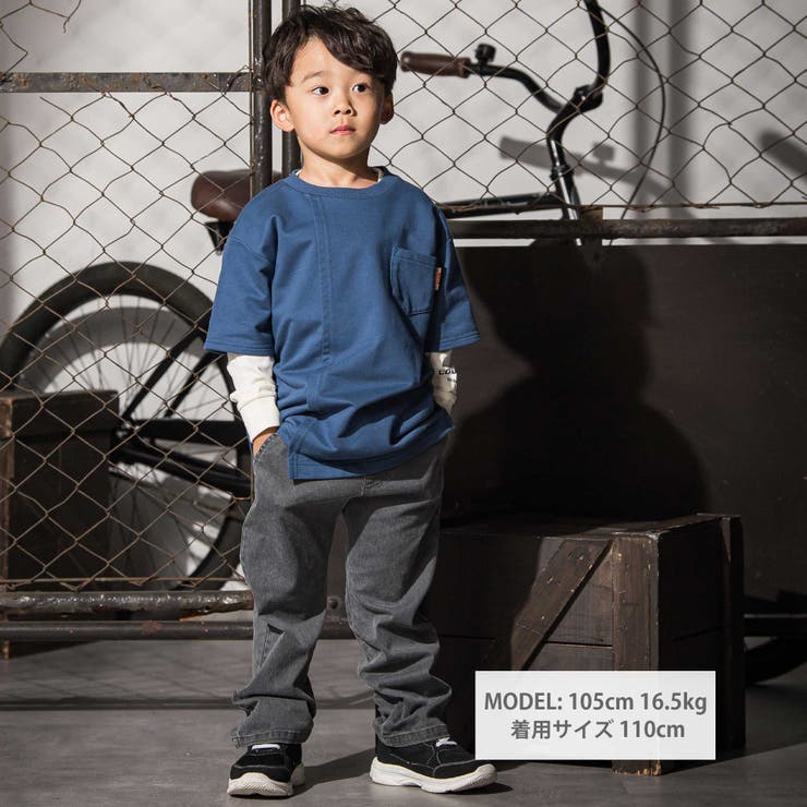 アシンメトリー重ね着風BIGミニ裏毛＆ロングTシャツセット(110~160cm) | WASK | 詳細画像2 