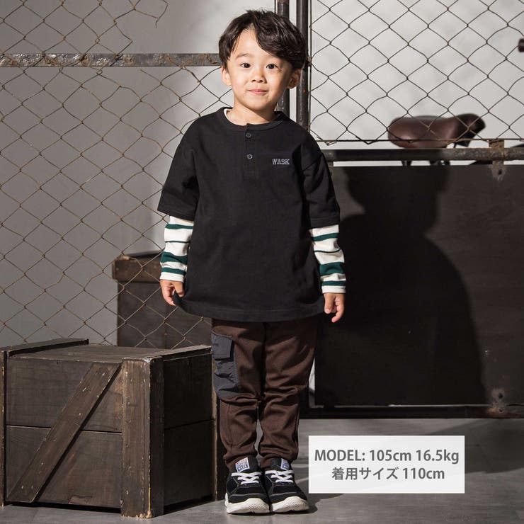 ヘンリーネックBIGTシャツ＆ボーダーロングTシャツセット(110~160cm) | WASK | 詳細画像2 