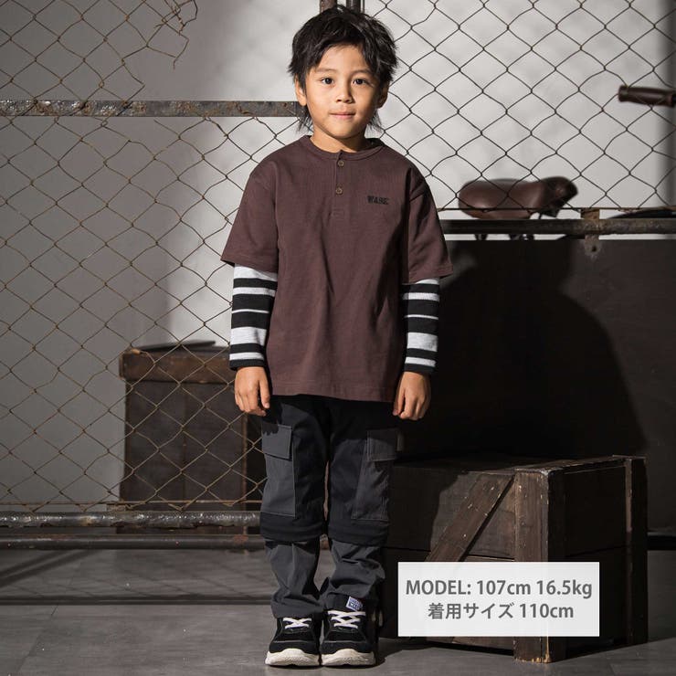 ヘンリーネックBIGTシャツ＆ボーダーロングTシャツセット(110~160cm) | WASK | 詳細画像3 