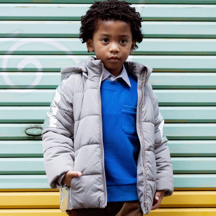 撥水加工】シルバー切り替え中綿タフタジャケット(100~160cm)[品番