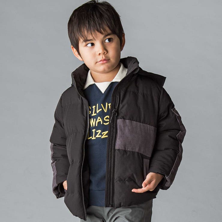 ブラック | 袖ライン中綿ジャケット(100~160cm) | WASK