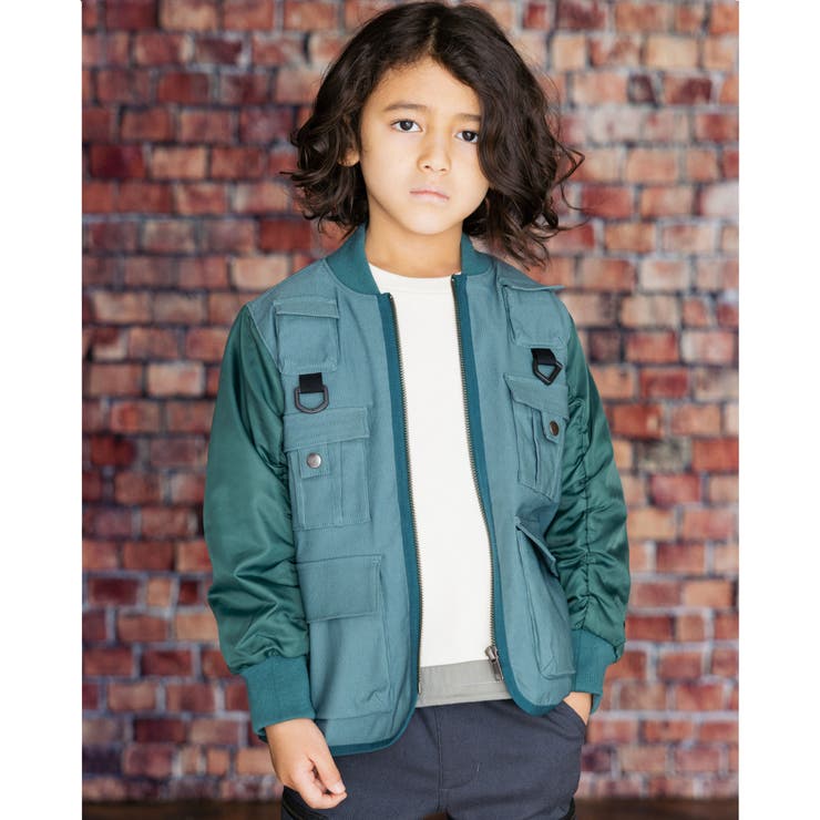 グリーン | 異素材 切り替え レイヤード風 | WASK