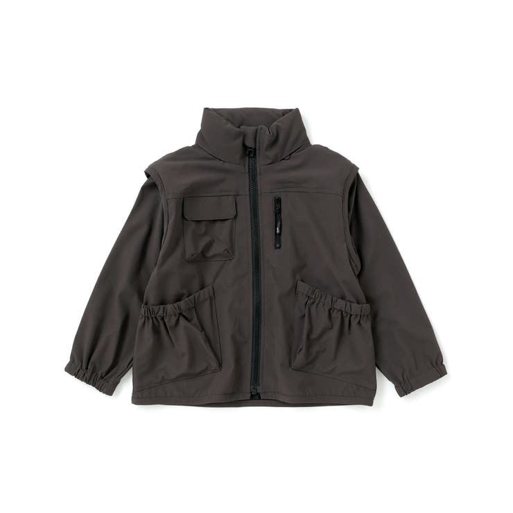 ブラック | 袖取り外しワークポケットジャケット(100~160cm) | WASK