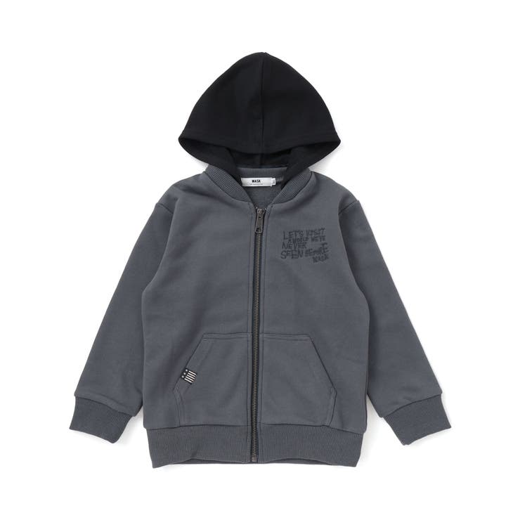 グレー | ロゴ配色裏毛パーカー(90~150cm) | WASK