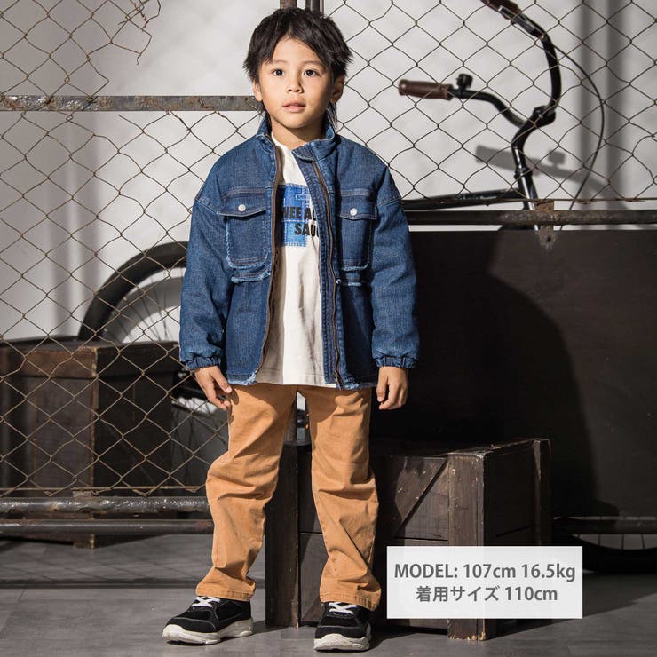 フリンジストレッチデニム中綿キルトジャケット(110~160cm) | WASK | 詳細画像2 