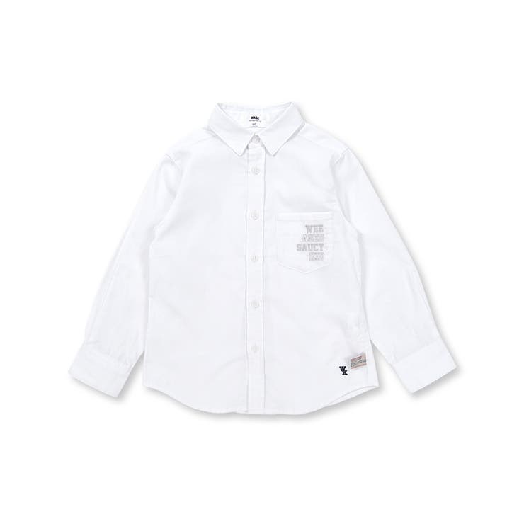 ホワイト | オックスワンポイント刺しゅう長袖レギュラーシャツ(110~160cm) | WASK