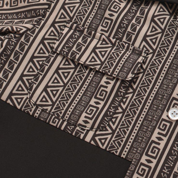 【お揃い】ネイティブ柄切り替えアロハウェザーシャツ(100~160cm) | WASK | 詳細画像10 