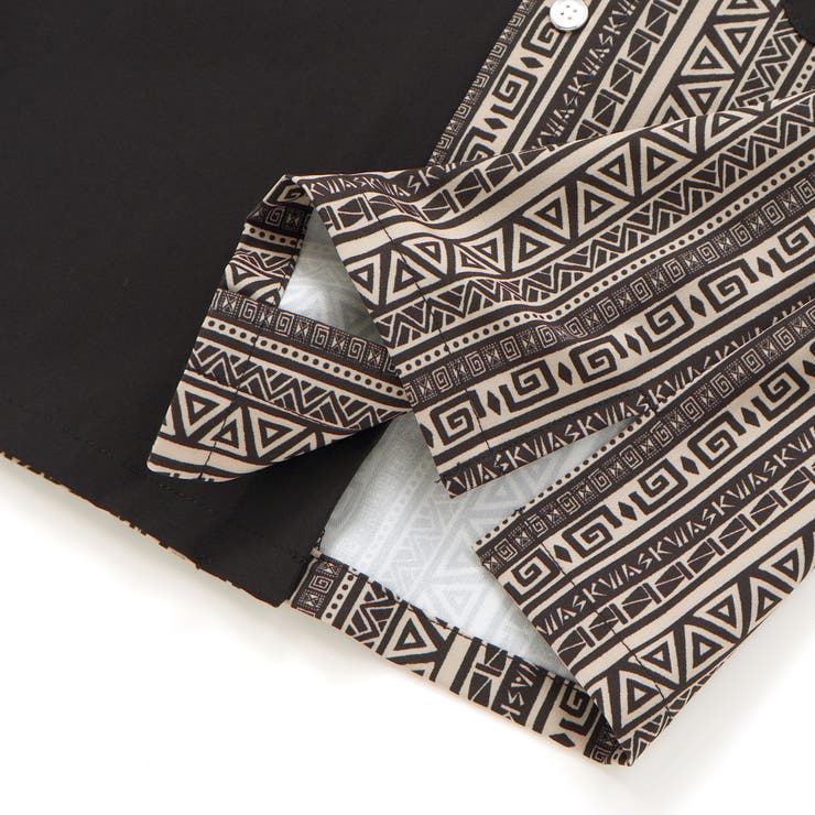 【お揃い】ネイティブ柄切り替えアロハウェザーシャツ(100~160cm) | WASK | 詳細画像13 