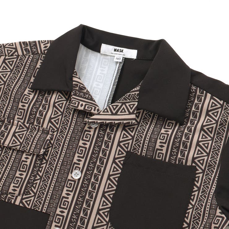 【お揃い】ネイティブ柄切り替えアロハウェザーシャツ(100~160cm) | WASK | 詳細画像9 
