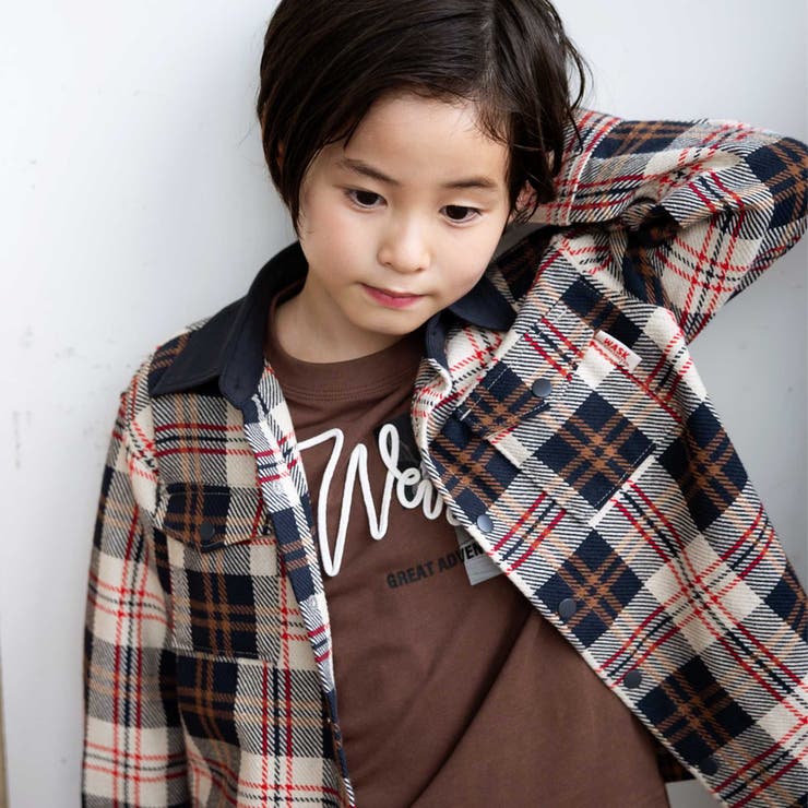 配色胸ポケットカルゼチェックシャツ(100~160cm) | WASK | 詳細画像3