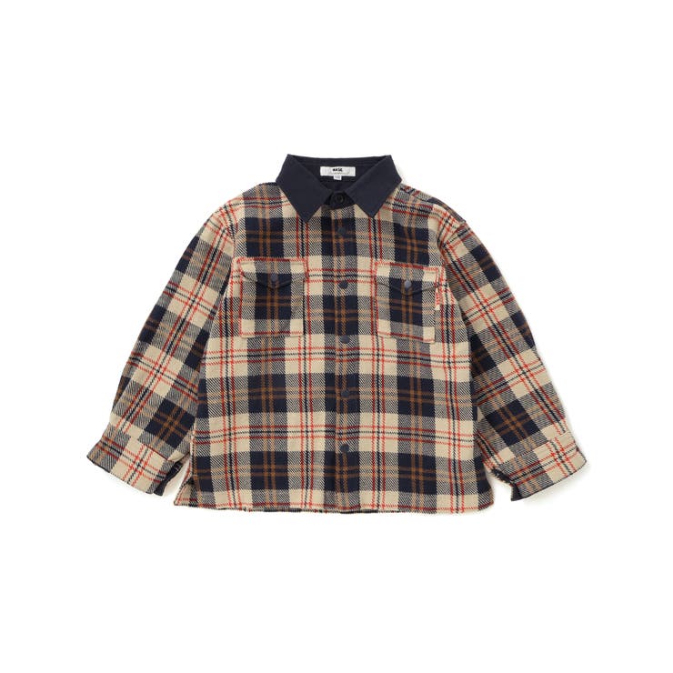 配色胸ポケットカルゼチェックシャツ(100~160cm) | WASK | 詳細画像4