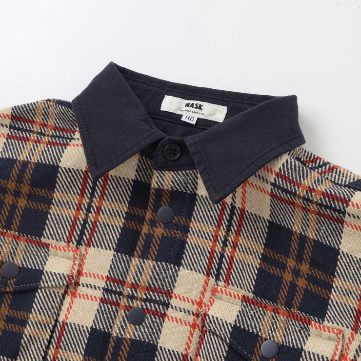 配色胸ポケットカルゼチェックシャツ(100~160cm) | WASK | 詳細画像6
