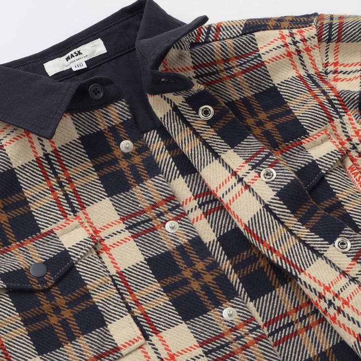 配色胸ポケットカルゼチェックシャツ(100~160cm) | WASK | 詳細画像9