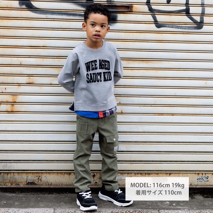 シャツレイヤード風ロゴ刺しゅうポンチトレーナー(100~160cm)[品番