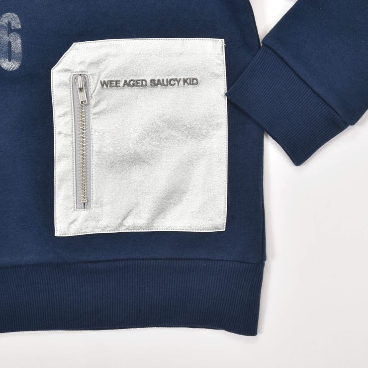 シルバー合皮ポケットロゴ裏起毛トレーナー(100~160cm) | WASK | 詳細画像11 