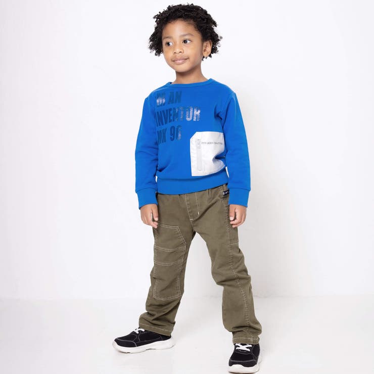 シルバー合皮ポケットロゴ裏起毛トレーナー(100~160cm) | WASK | 詳細画像5 