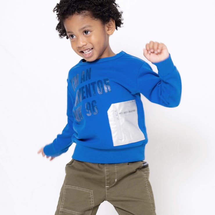 シルバー合皮ポケットロゴ裏起毛トレーナー(100~160cm) | WASK | 詳細画像6 