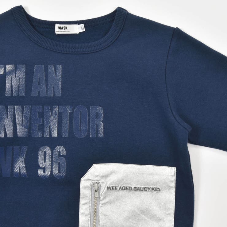 シルバー合皮ポケットロゴ裏起毛トレーナー(100~160cm) | WASK | 詳細画像9 