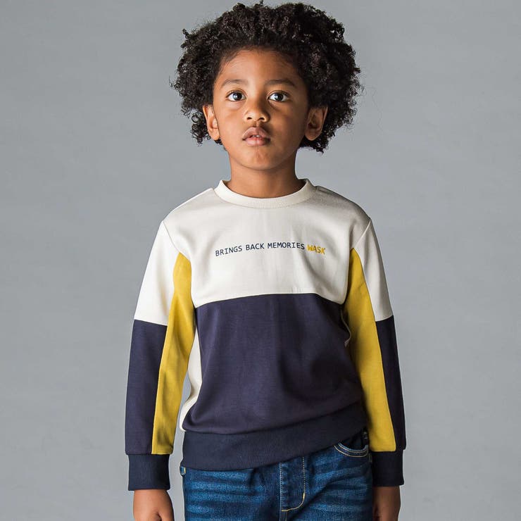 ロゴプリント配色トレーナー(110~160cm) | WASK | 詳細画像1 