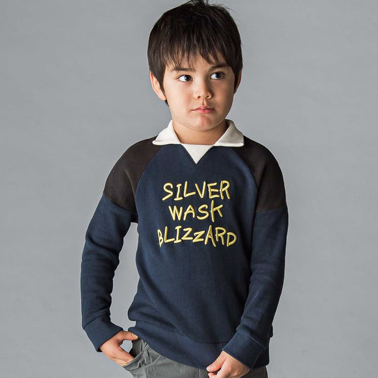 ロゴ刺しゅう襟付きトレーナー(110~160cm) | WASK | 詳細画像1 