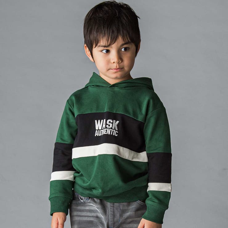 グリーン | 配色フーディミニ裏毛トレーナー | WASK