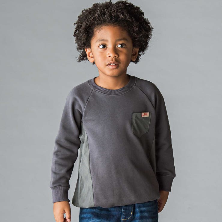 グレー | ドロスト異素材トレーナー(100~160cm) | WASK