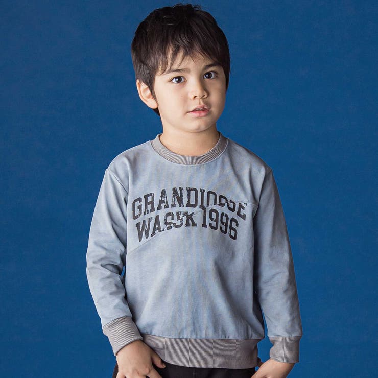 ブルー | 変形切り替えロゴトレーナー(110~160cm) | WASK