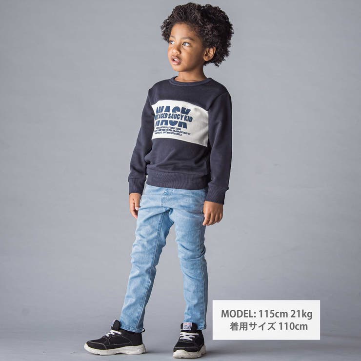 バイカラーロゴ裏毛トレーナー(100~160cm) | WASK | 詳細画像3 