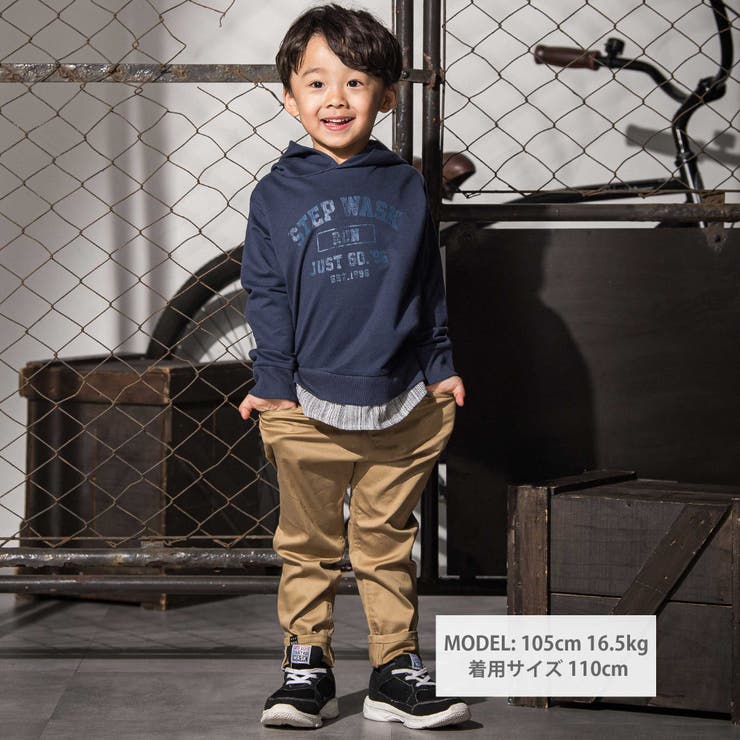 シャツレイヤードカレッジロゴフーディ(110~160cm) | WASK | 詳細画像2 