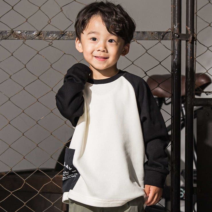 オフホワイト | バイカラーラグランロゴBIGトレーナー(110~160cm) | WASK