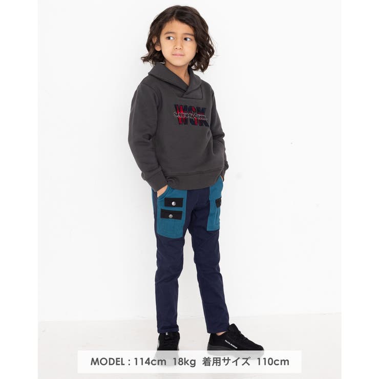 ポケット 配色 サテン スキニー ロング パンツ (100~160cm) | WASK | 詳細画像2 