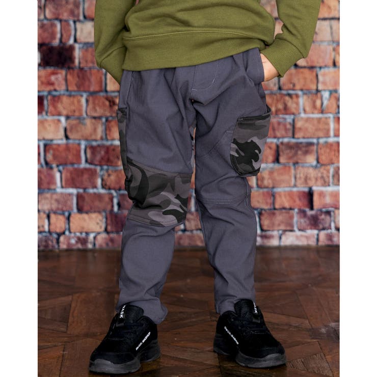 グレー | 迷彩 切り替え ストレッチ ツイル パンツ (100~160cm) | WASK