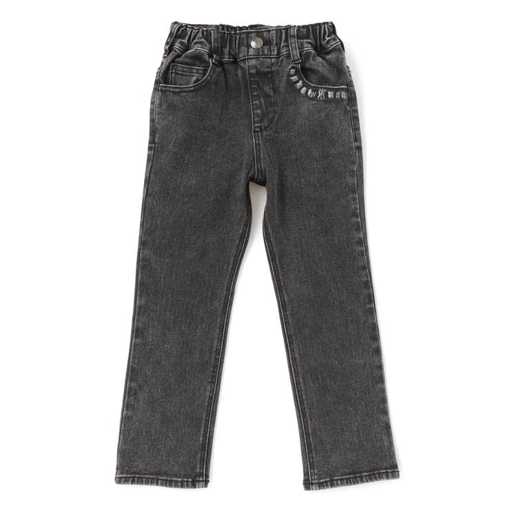 ブラック | カラー刺しゅうストレッチデニムパンツ(100~160cm) | WASK