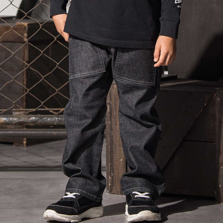 ブラック | アウトポケットストレッチデニムパンツ(110~160cm) | WASK