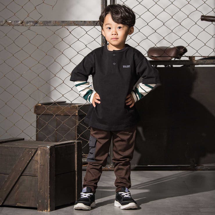 ロゴ刺しゅうストレッチツイルジャガーパンツ(100~160cm) | WASK | 詳細画像4 