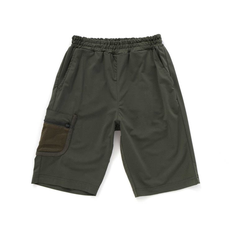 グリーン | 【接触冷感 速乾】【お揃い】5 5分丈ファスナーポケット速乾メッシュパンツ(11… | WASK