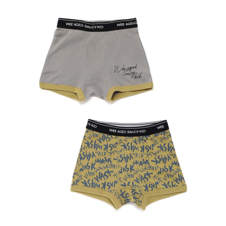 グレー | 無地＆ロゴ柄２Pショーツ(100~160cm) | WASK