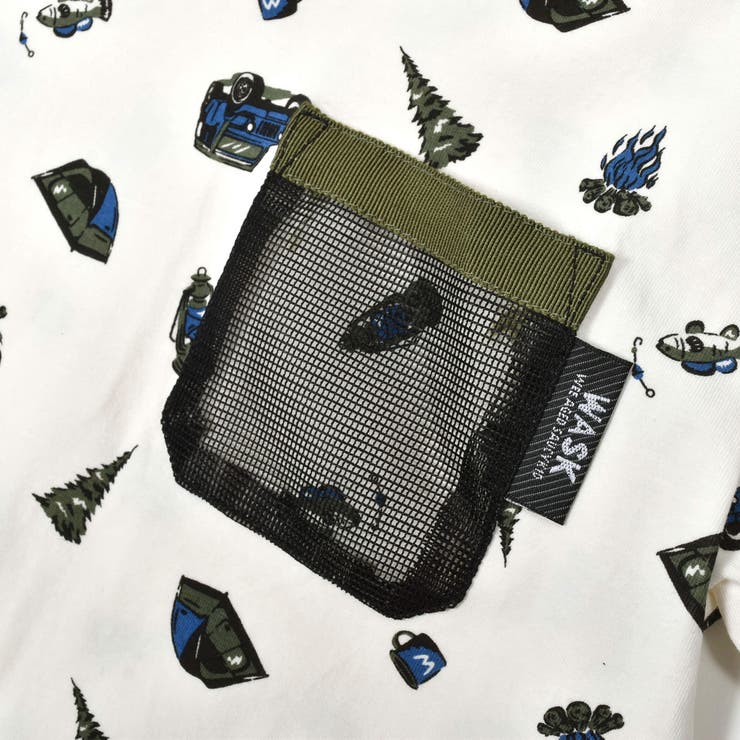 【速乾】キャンプギア総柄メッシュポケット付き天竺Tシャツ(100~160cm) | WASK | 詳細画像8 