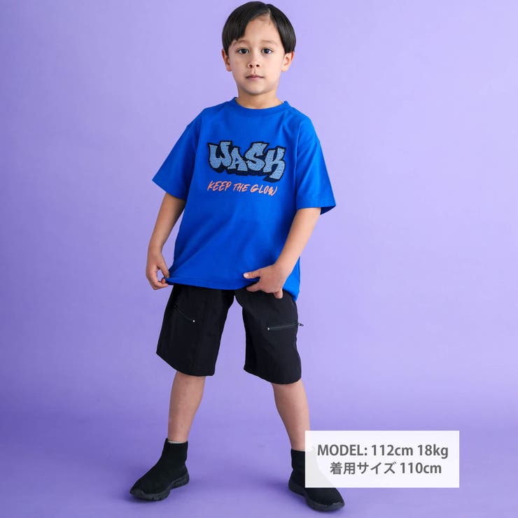 【速乾】ロゴ中空刺しゅう天竺Tシャツ(100~160cm) | WASK | 詳細画像4 