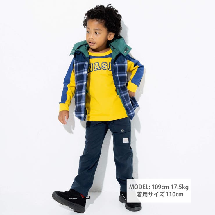 バイカラーロゴパッチ天竺Tシャツ(100~160cm) | WASK | 詳細画像3 